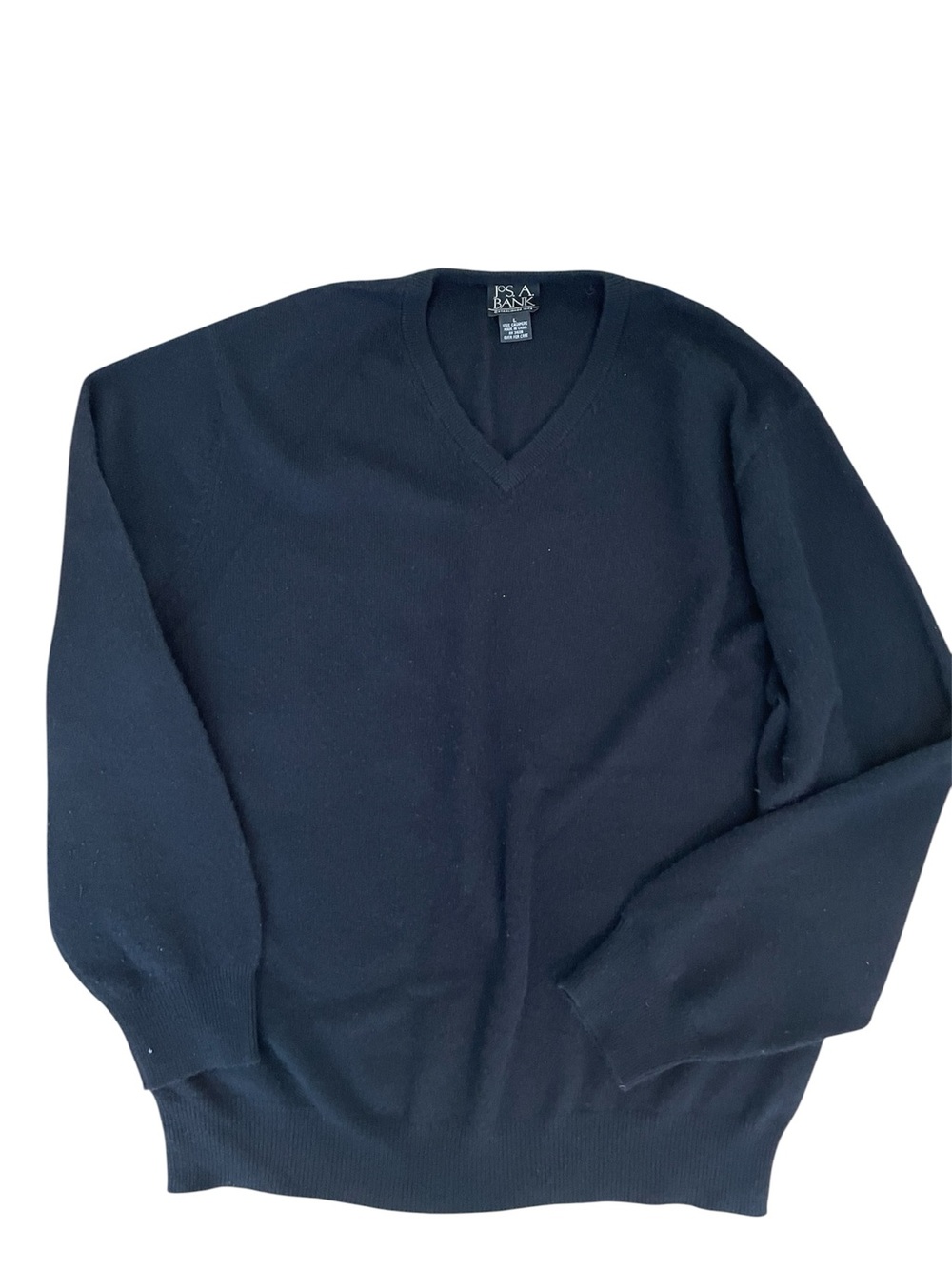 Jos. A. Bank Men's Cashmere Black V-Neck Sweater, L